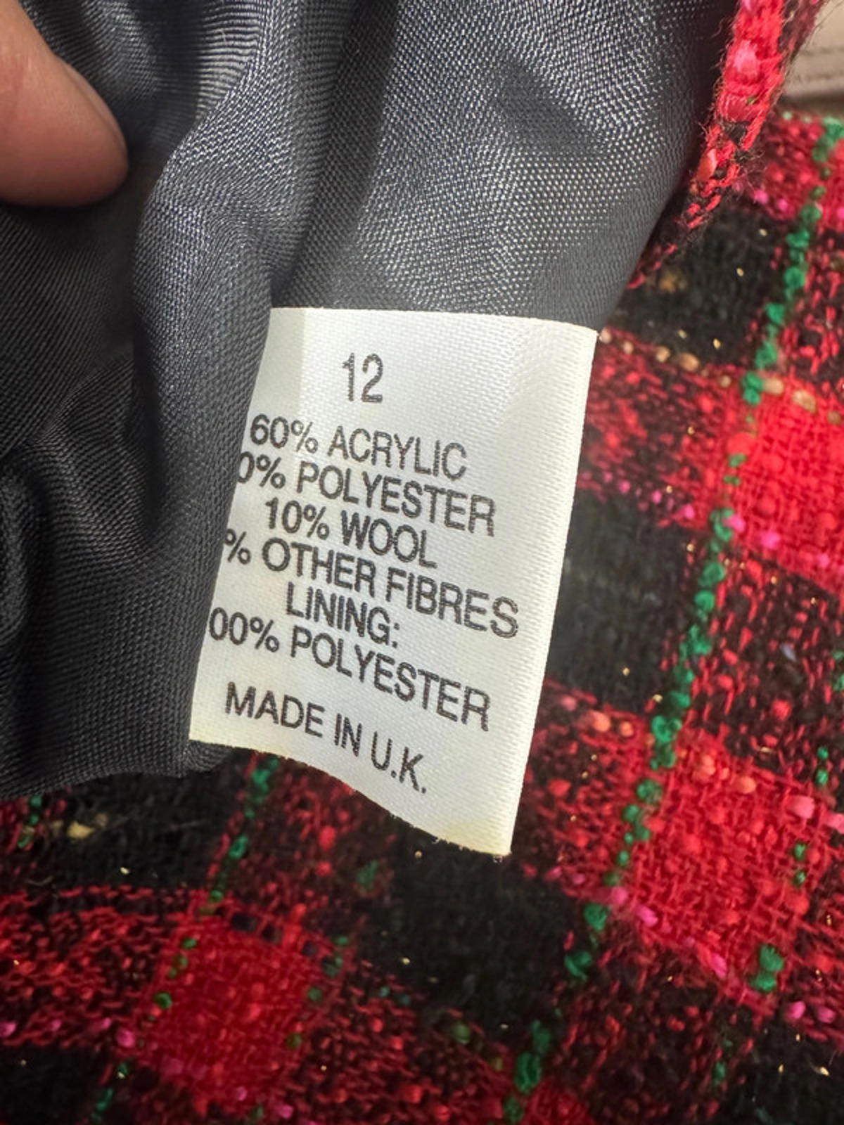 Vintage House of Fraser Red Plaid Skirt Suit - 90s Tweed Set - Size 12