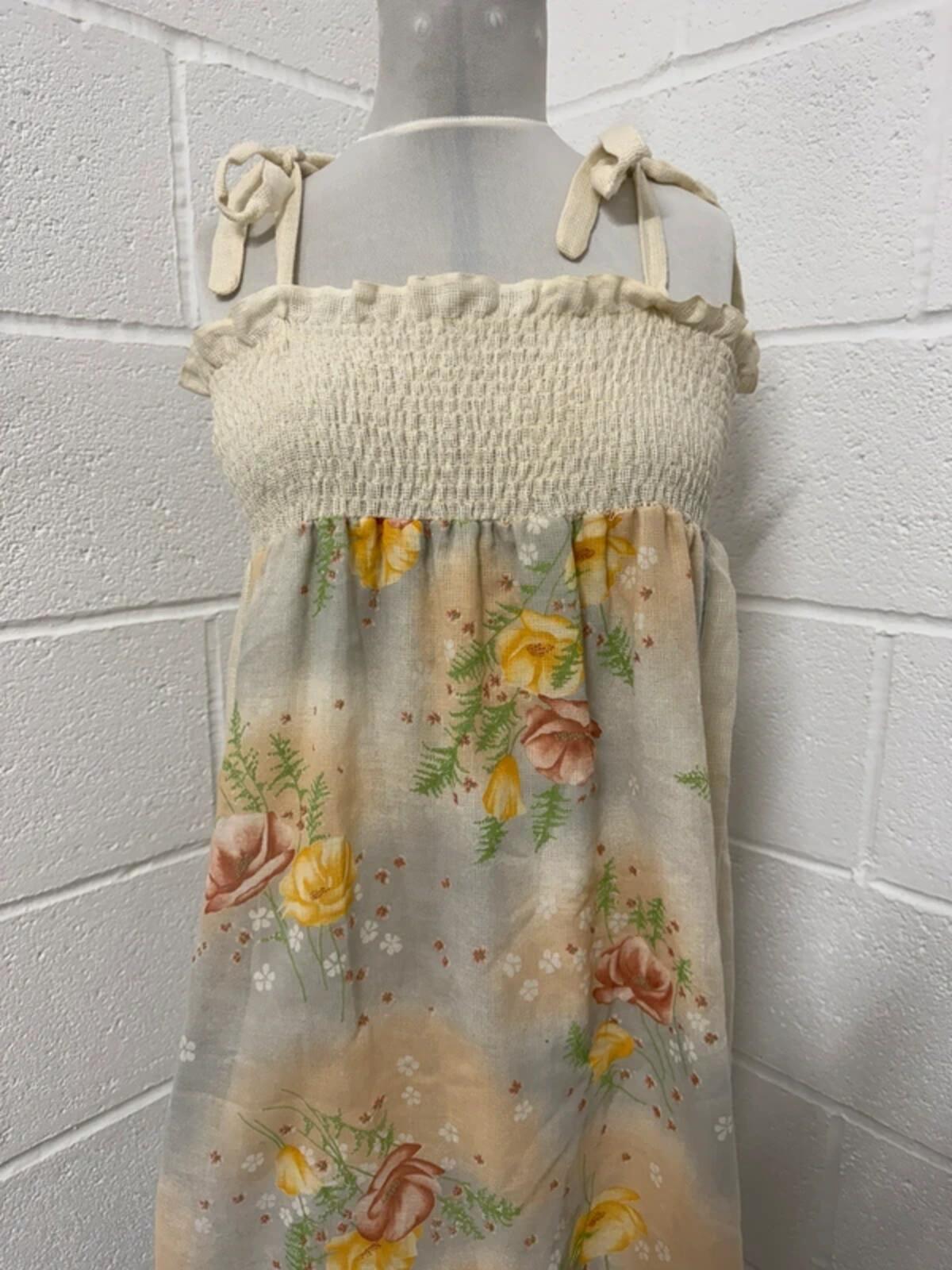 1970s Vintage C&A "Smocked" Prairie Dress - Size 8