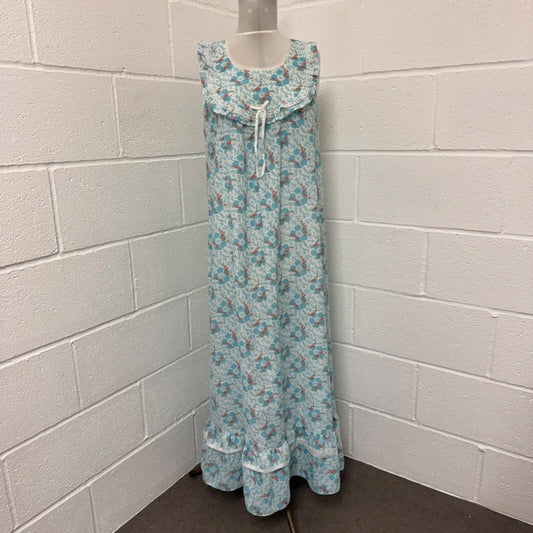 Vintage Floral Maxi Nightdress | Blue & White Daisy Print | Size L | Cottagecore