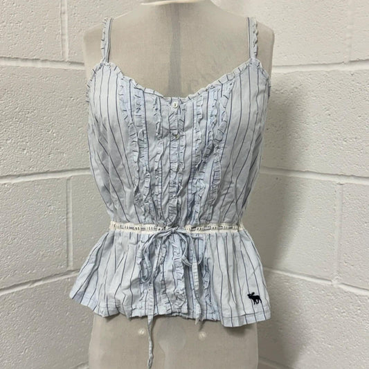 Vintage Abercrombie & Fitch Y2K Blue Striped Ruffle Cami Top - Size L