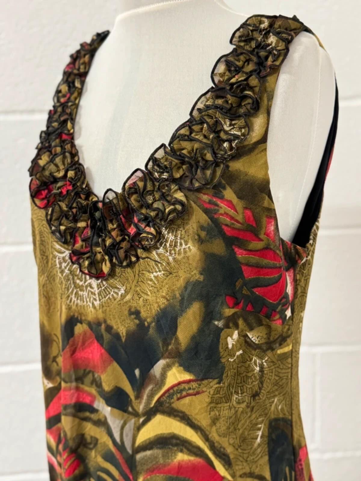 Y2K RB Collection New York Ruffle Hem Midi Dress | Size 14 (runs small)