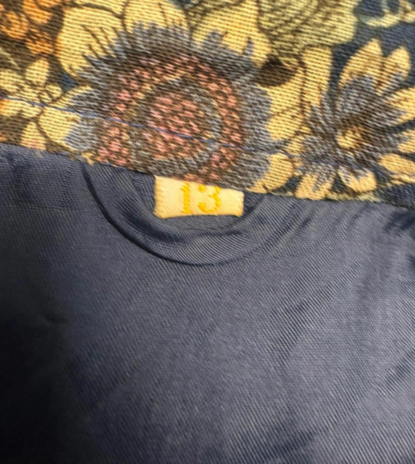 Vintage Japanese Floral Shirt Dress - Navy Blue with Earth Tones | 60s/70s | UK 12-14