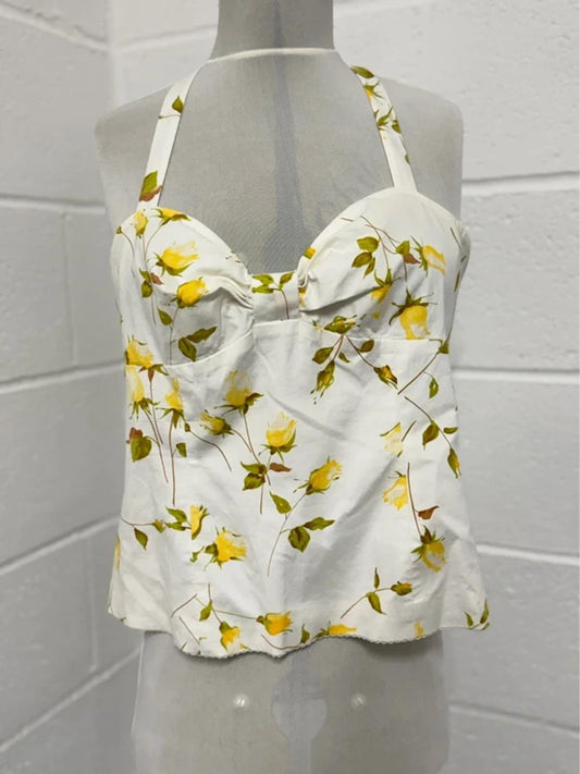 Whistles London Vintage Yellow Rose Floral Halter Top - UK 16