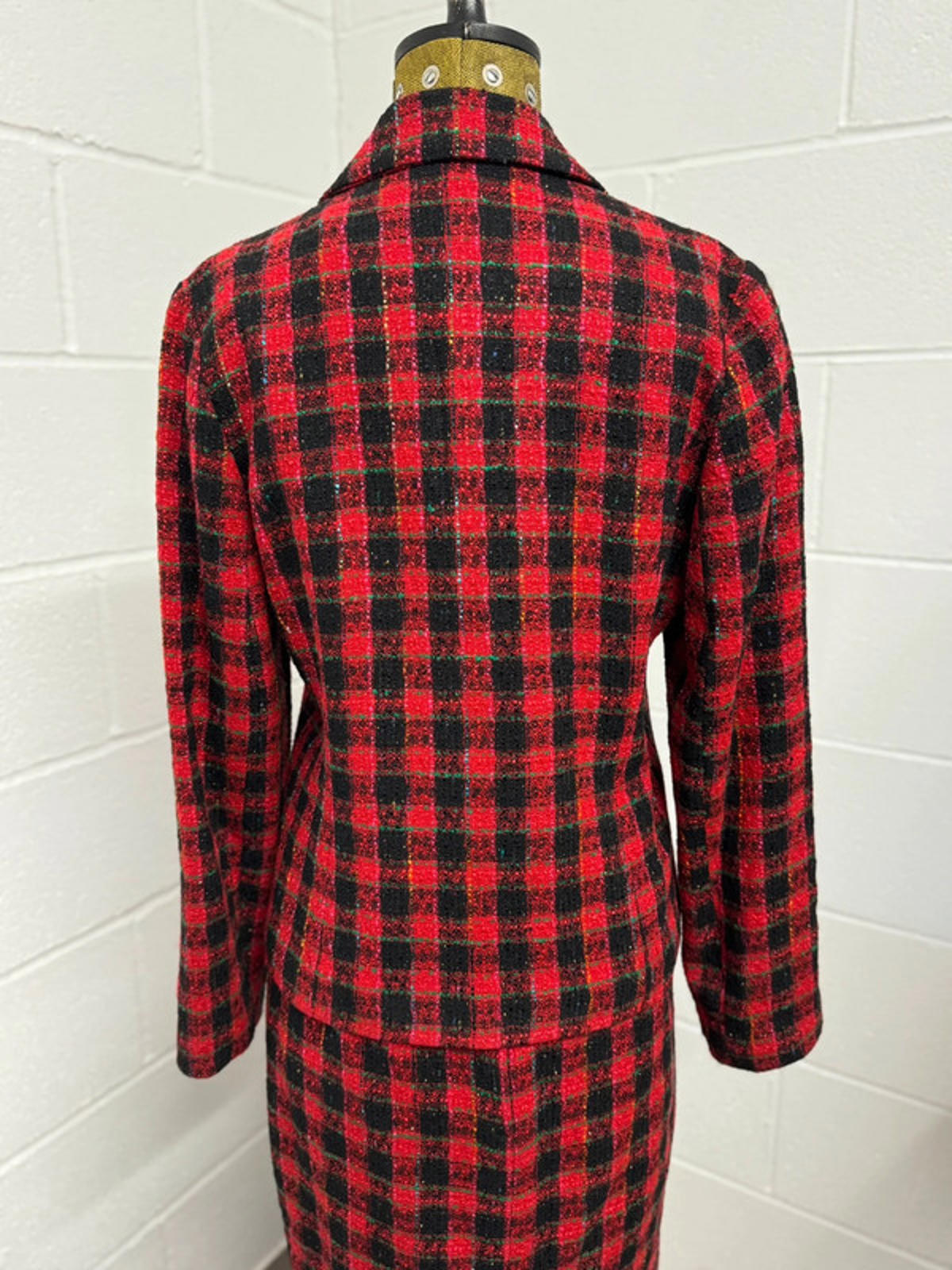 Vintage House of Fraser Red Plaid Skirt Suit - 90s Tweed Set - Size 12
