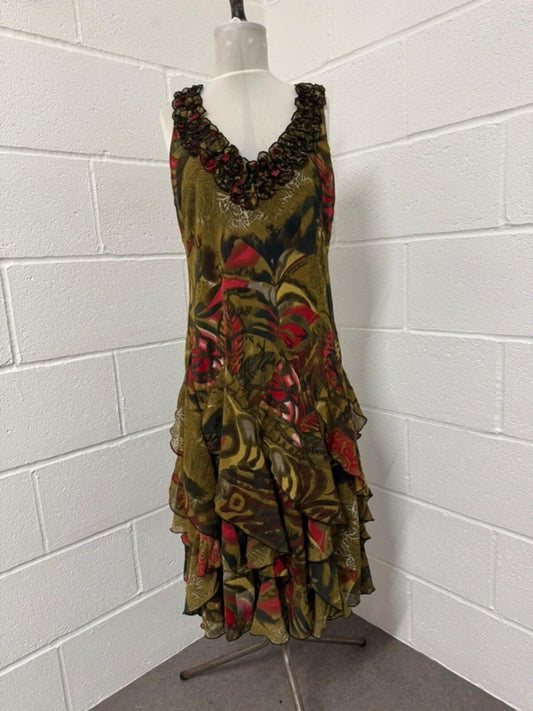 Y2K RB Collection New York Ruffle Hem Midi Dress | Size 14 (runs small)