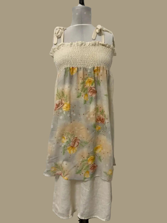 1970s Vintage C&A "Smocked" Prairie Dress - Size 8