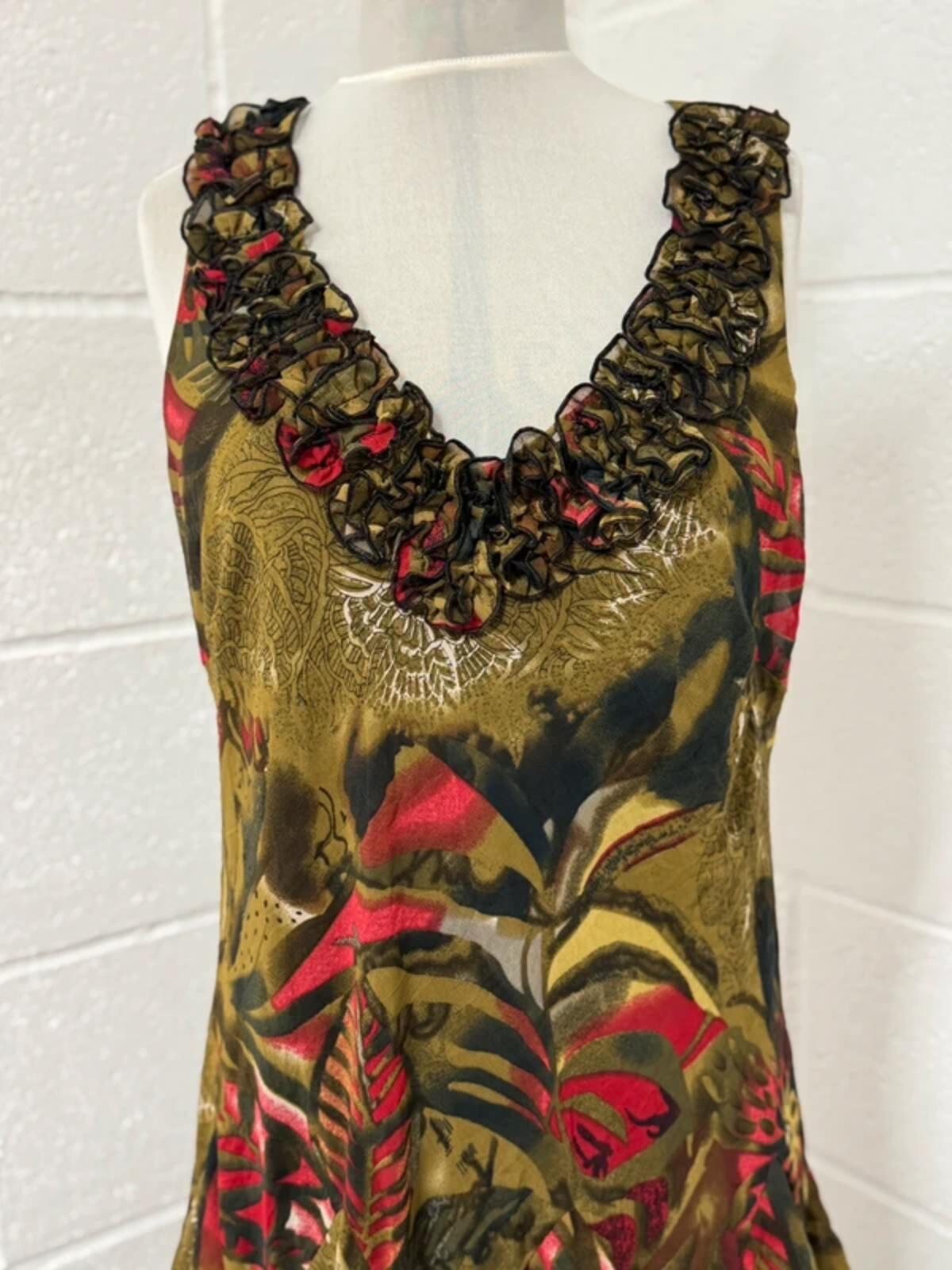 Y2K RB Collection New York Ruffle Hem Midi Dress | Size 14 (runs small)