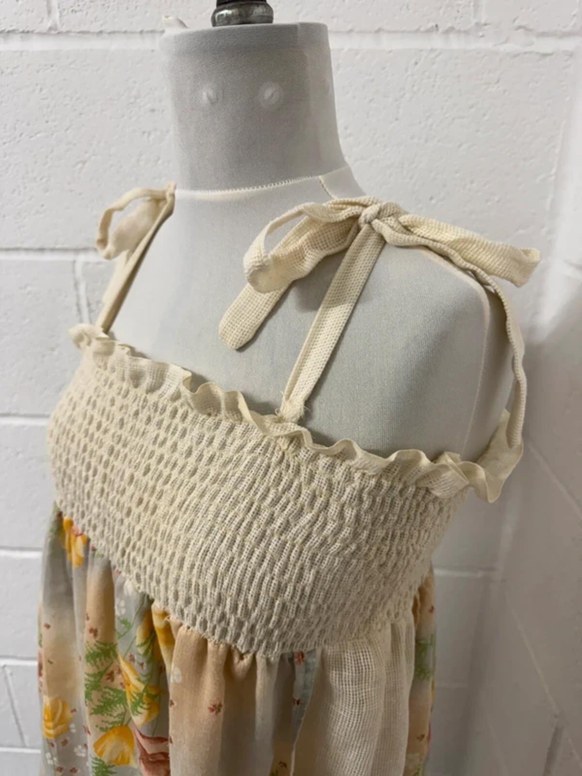 1970s Vintage C&A "Smocked" Prairie Dress - Size 8